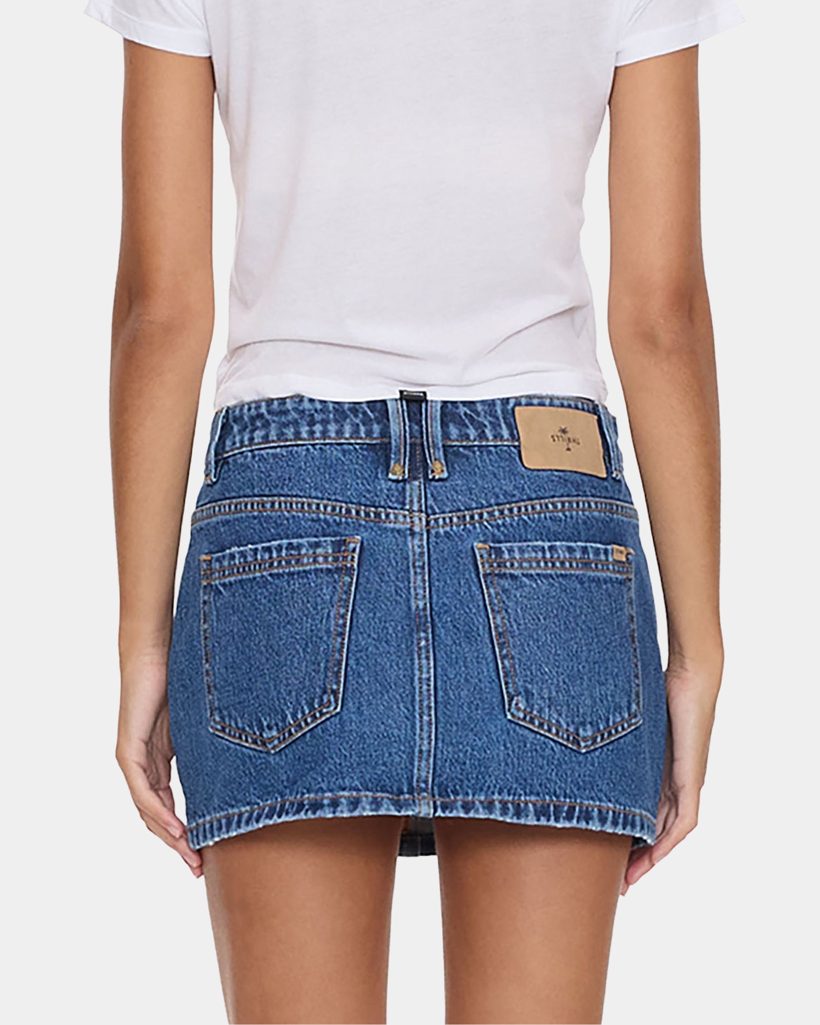 Womens Carmen Mid Rise Micro Denim Skirt