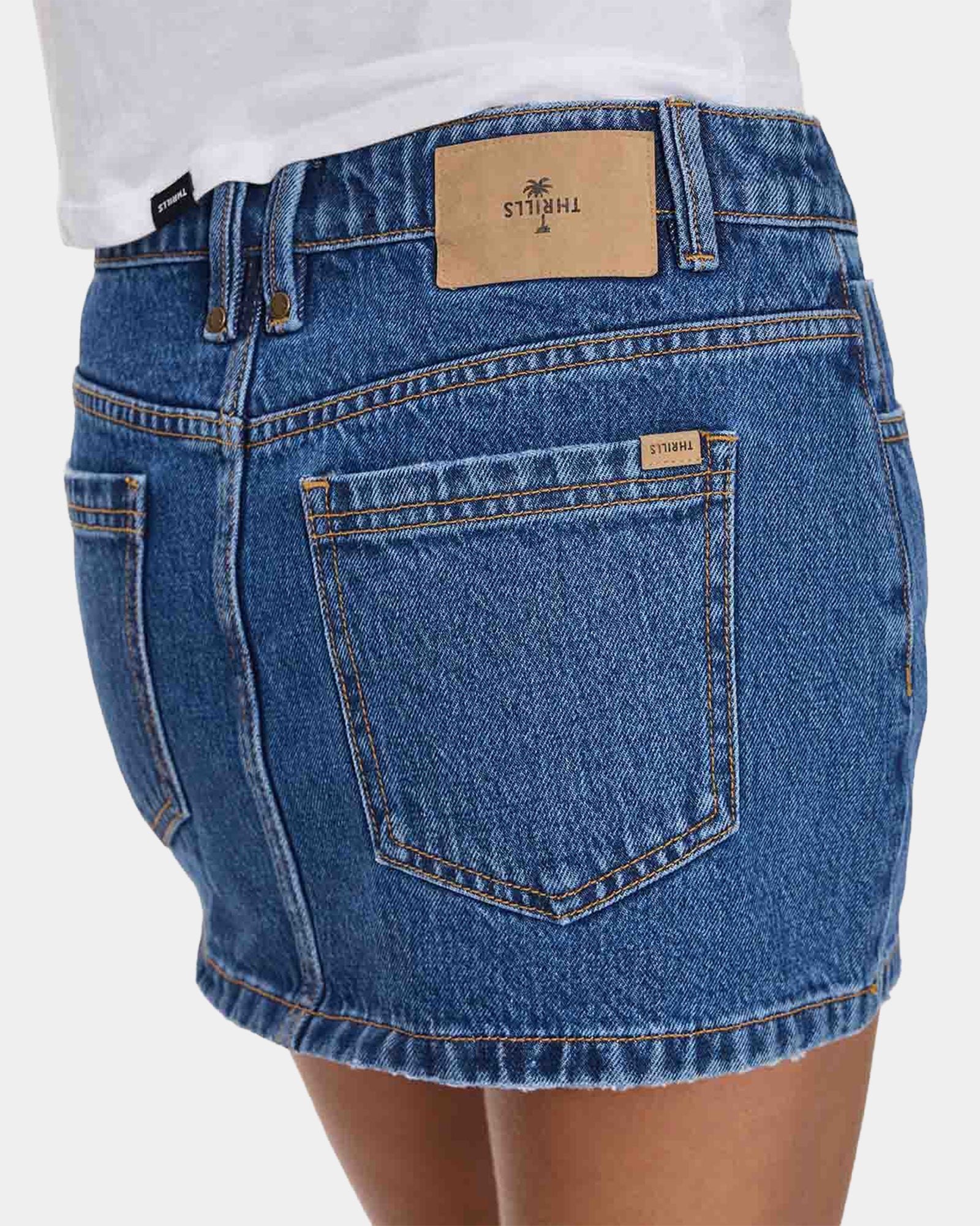 Womens Carmen Mid Rise Micro Denim Skirt