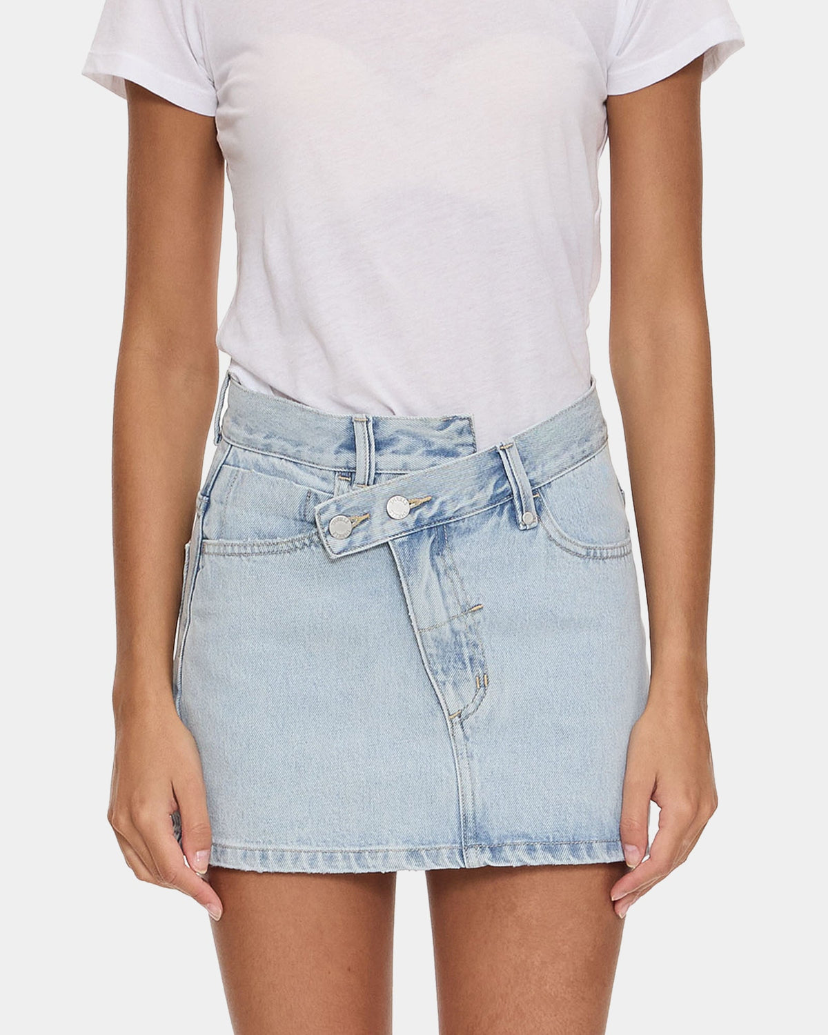 Womens Kai Wrap Mid Rise Mini Denim Skirt
