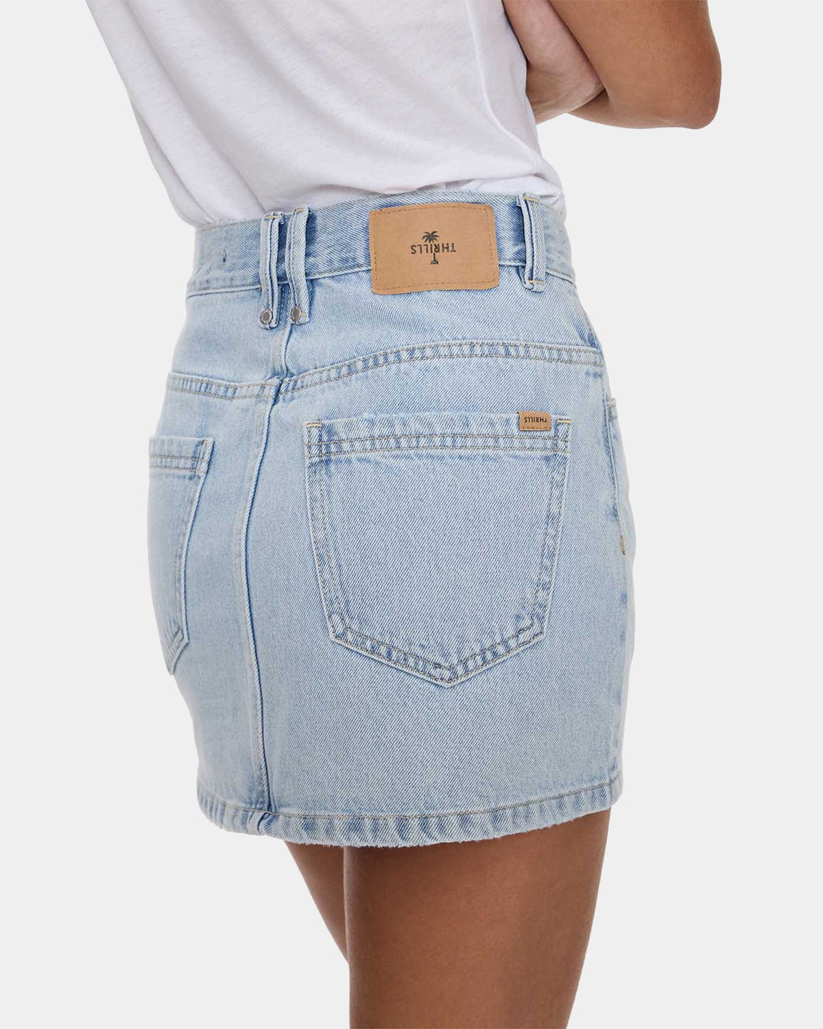 Womens Kai Wrap Mid Rise Mini Denim Skirt