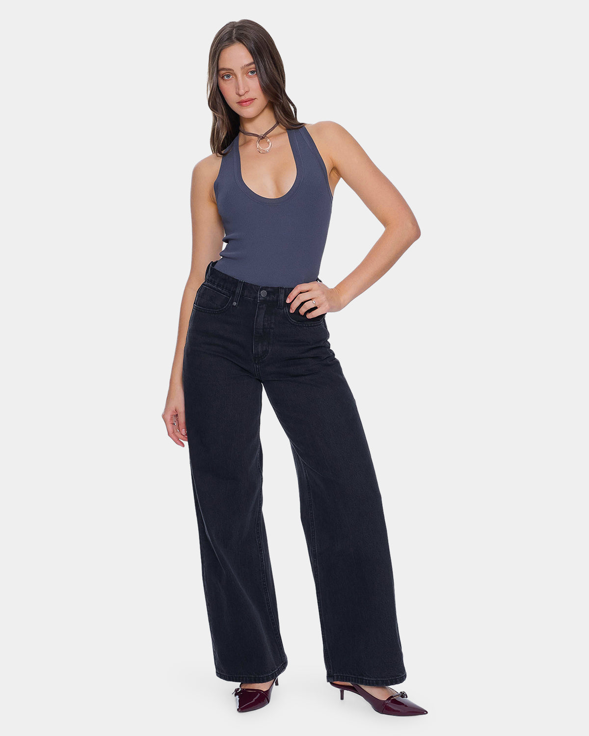 Womens Hunter High Rise Wide Denim Jeans