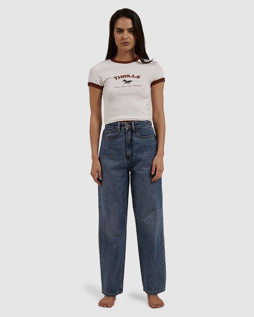 WOMENS RIDING IN PARADISE Y2K RINGER T-SHIRT