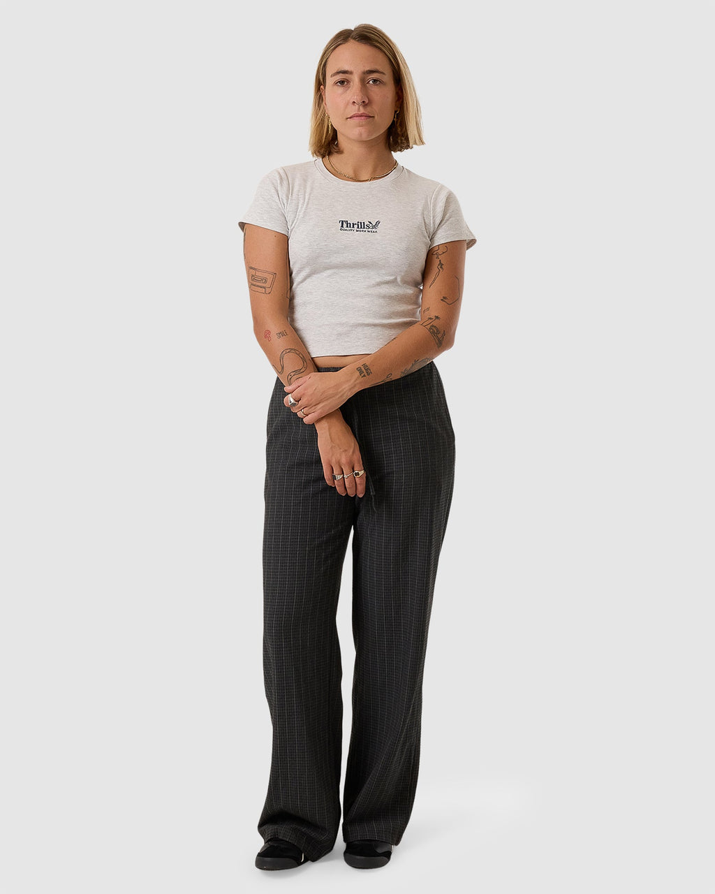 WOMENS THRILLS WORKWEAR EMBRO MINI T-SHIRT