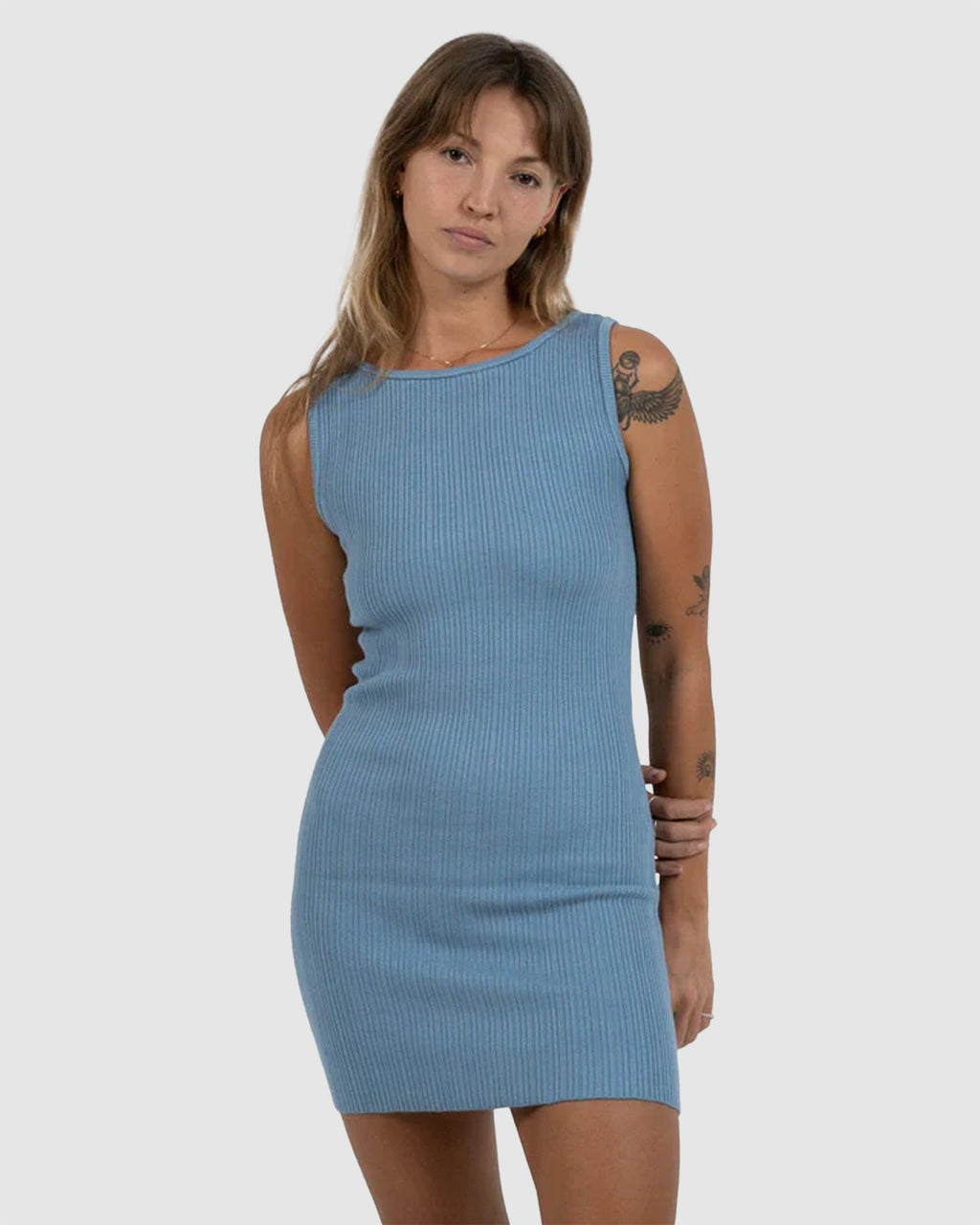 Womens Split Decision Knit Mini Dress