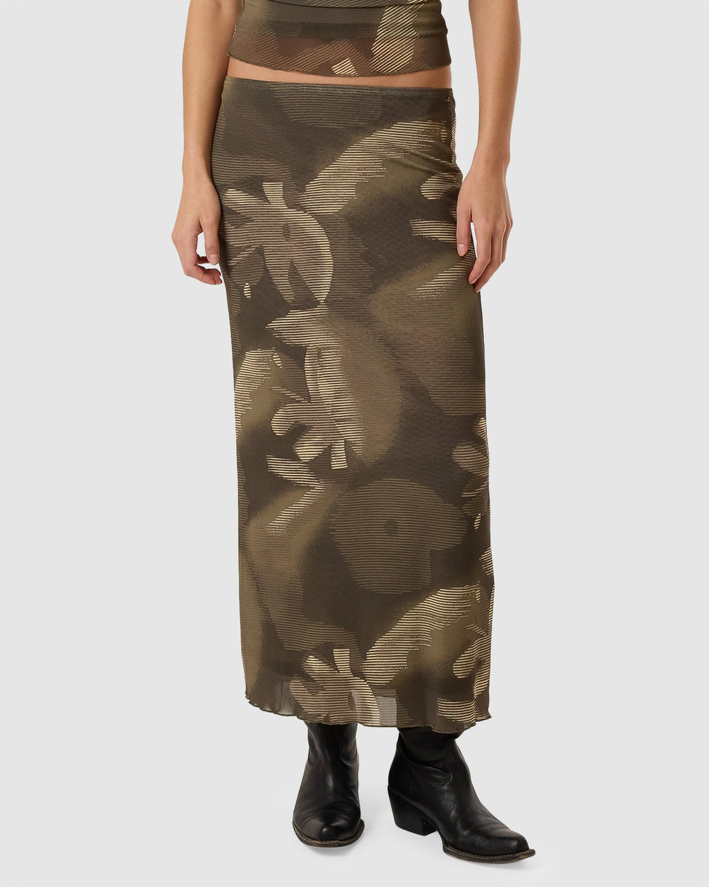 WOMENS FLORA HAZE MESH MIDI SKIRT
