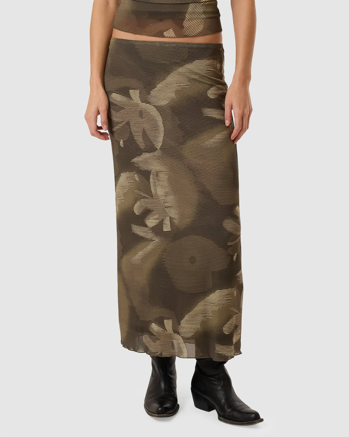 WOMENS FLORA HAZE MESH MIDI SKIRT
