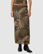 WOMENS FLORA HAZE MESH MIDI SKIRT