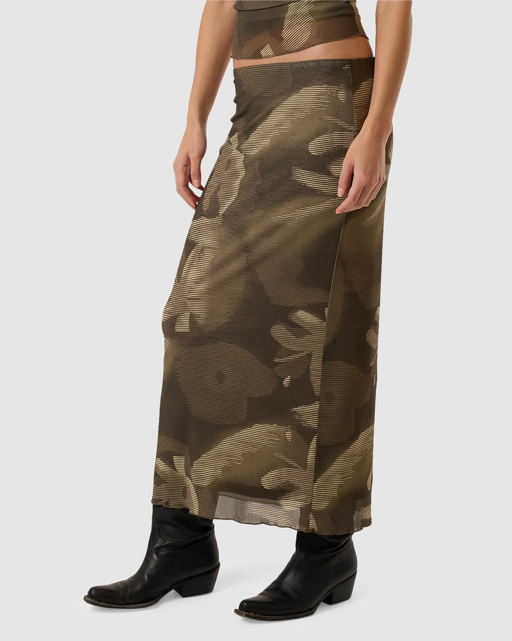 WOMENS FLORA HAZE MESH MIDI SKIRT