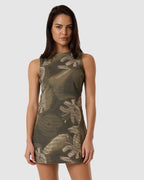 Womens Flora Haze Sateen Mini Dress