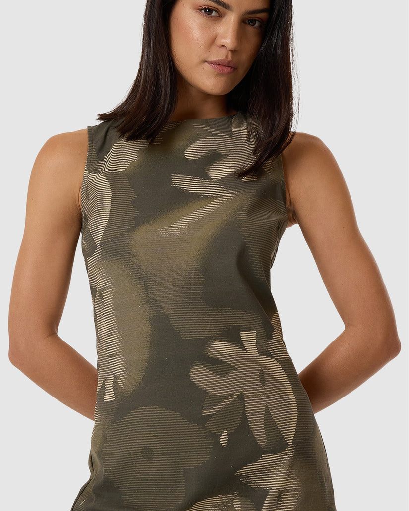 Womens Flora Haze Sateen Mini Dress