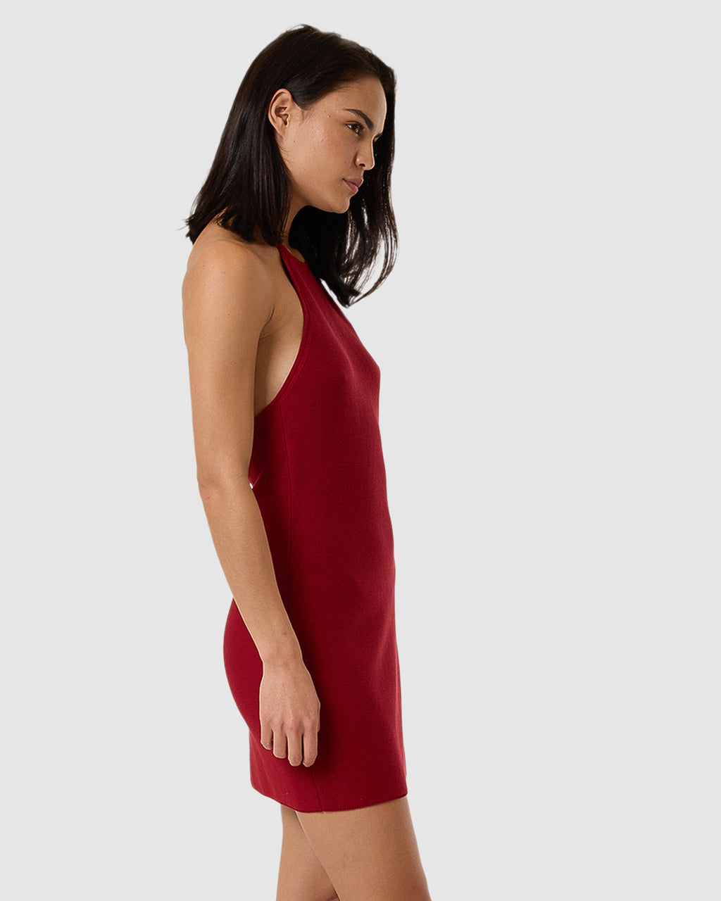 Womens Scarlett Knit Halter Mini Dress
