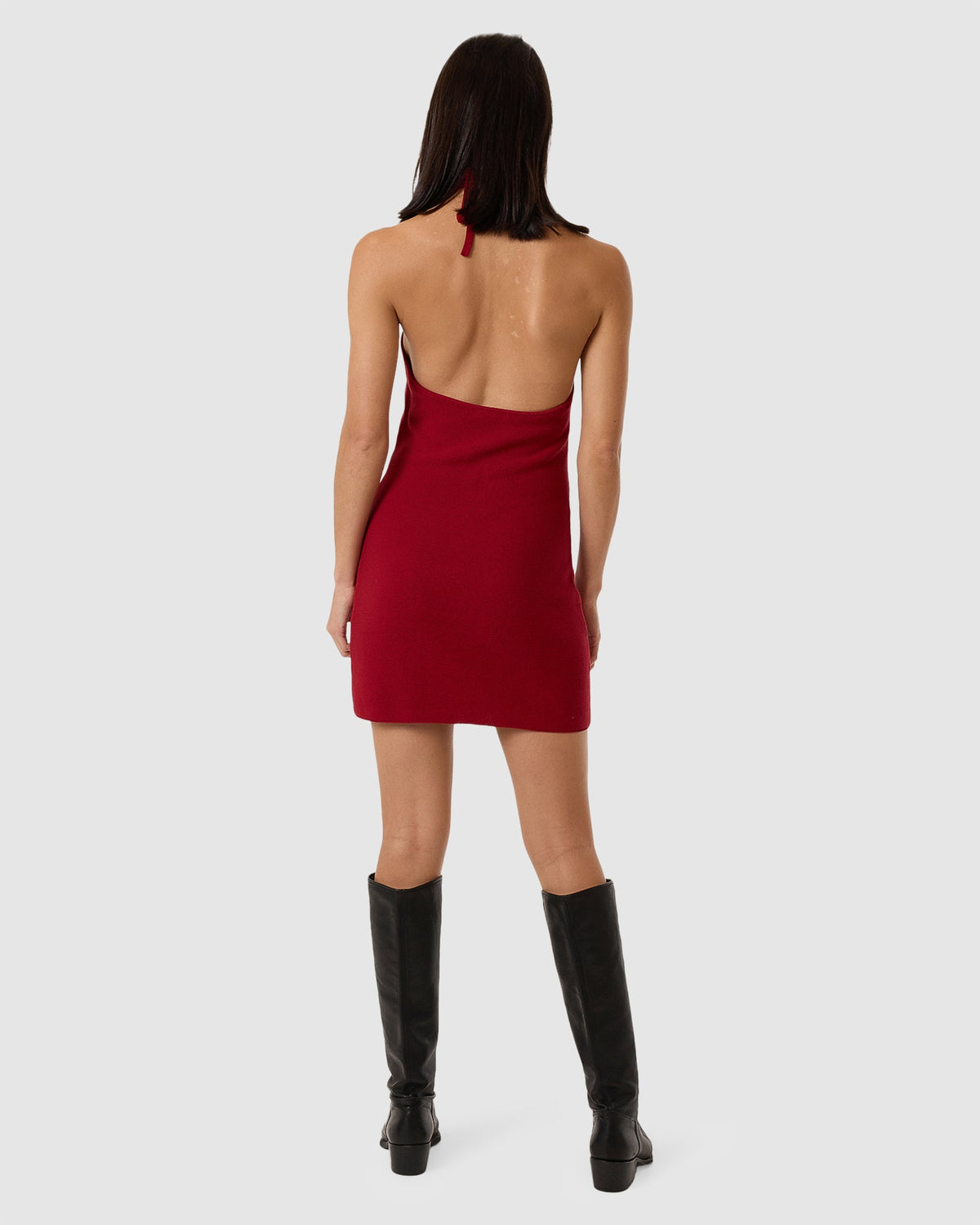 Womens Scarlett Knit Halter Mini Dress