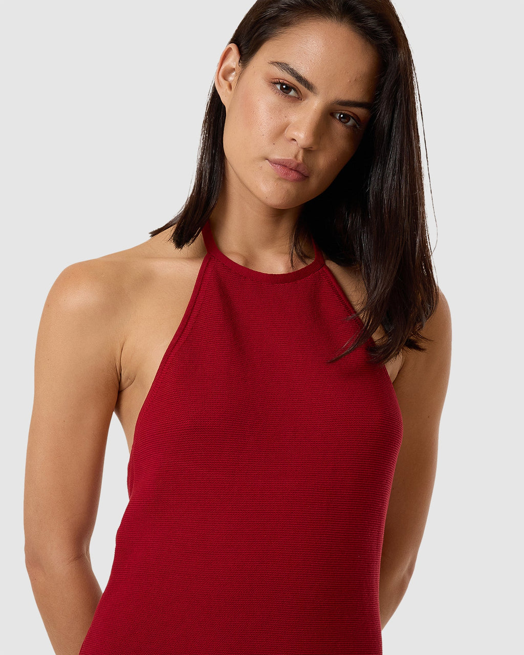 Womens Scarlett Knit Halter Mini Dress