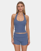 Womens Leving Easy Eyelet Halter Tank Top