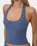 Womens Leving Easy Eyelet Halter Tank Top