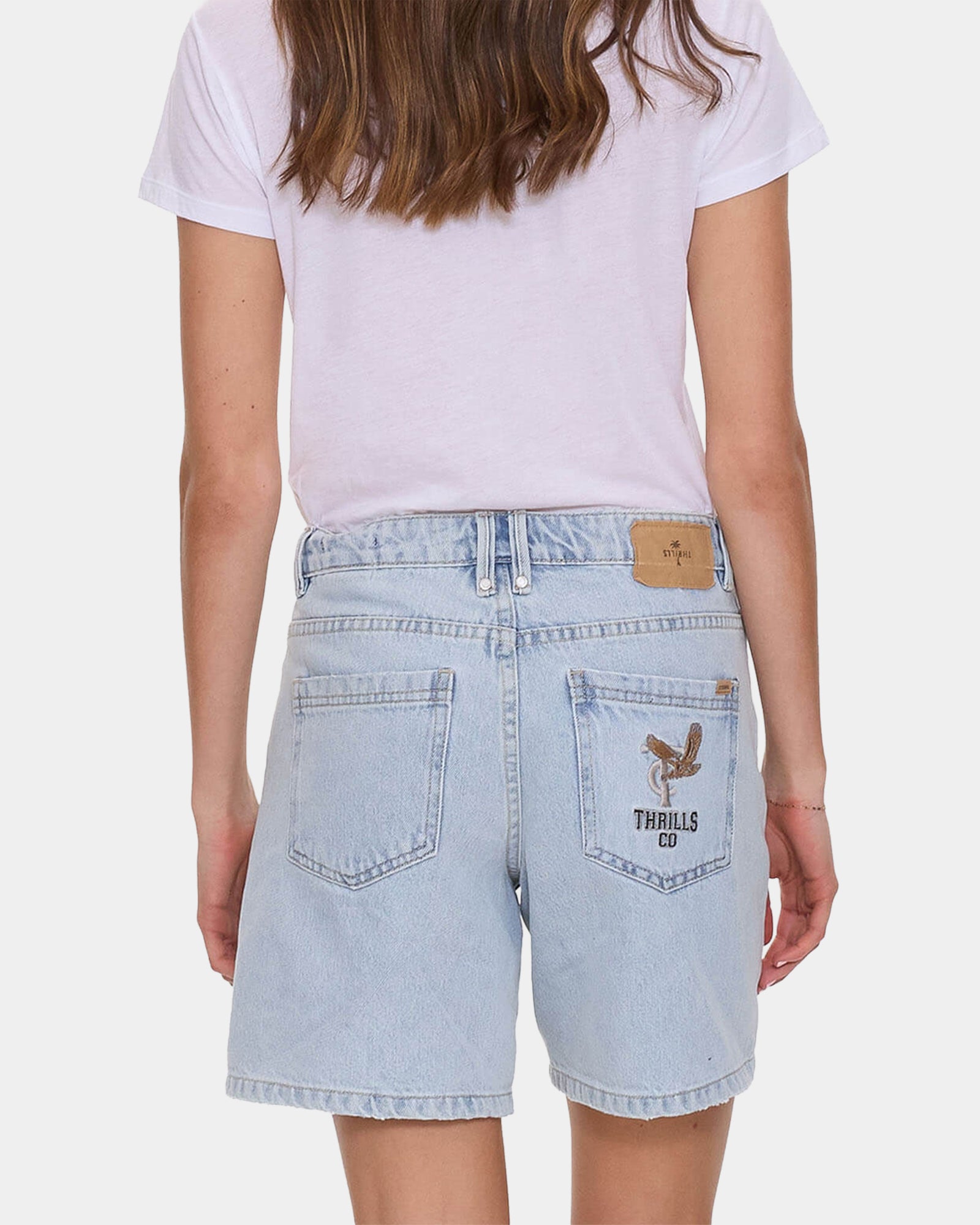 Womens Billie Low Rise Baggy Embro Denim Shorts