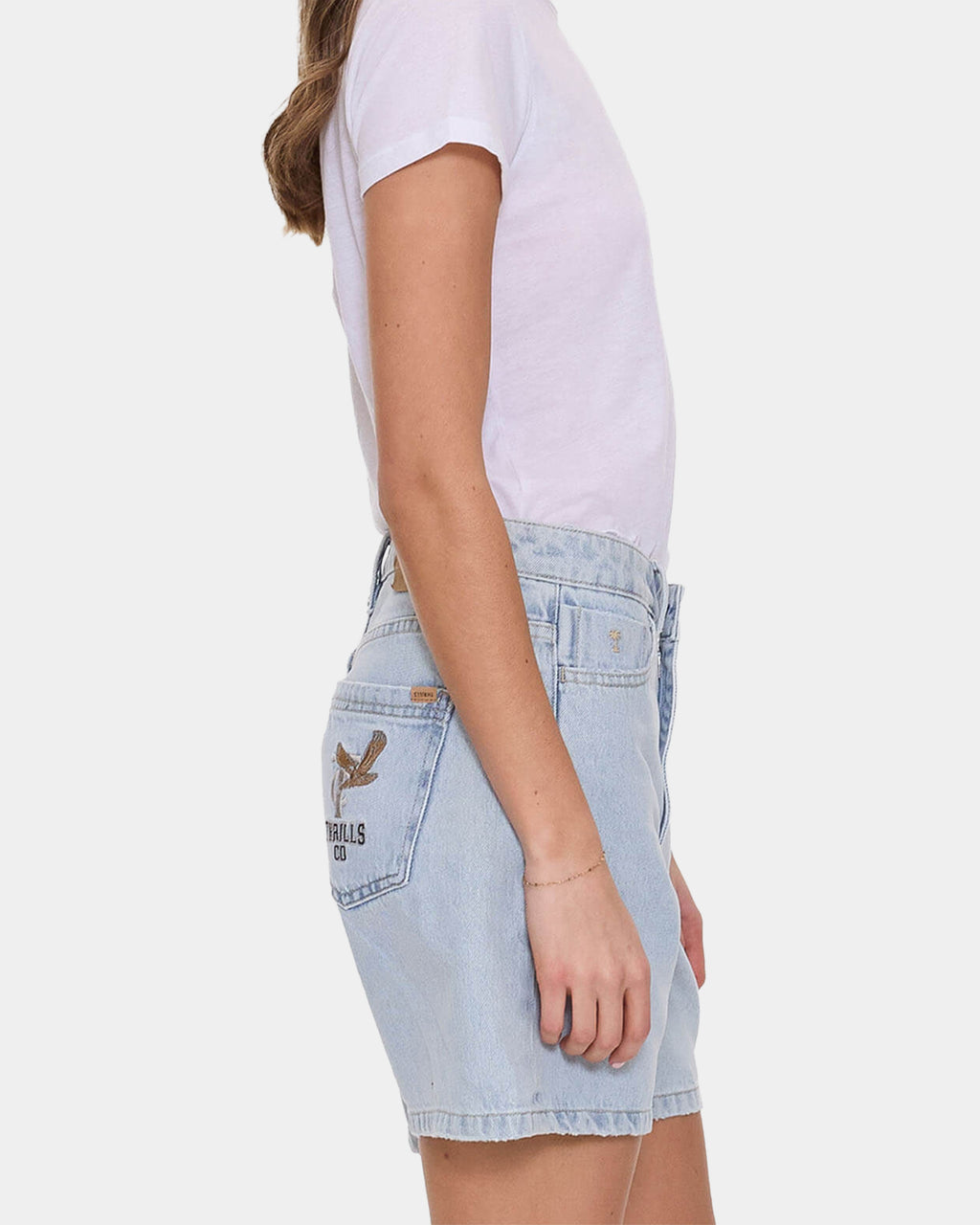 Womens Billie Low Rise Baggy Embro Denim Shorts