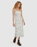 Womens Marbled Paradise Bias Midi Dress