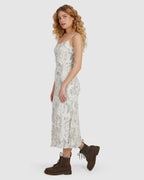 Womens Marbled Paradise Bias Midi Dress
