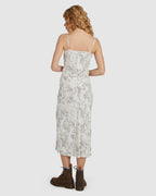 Womens Marbled Paradise Bias Midi Dress