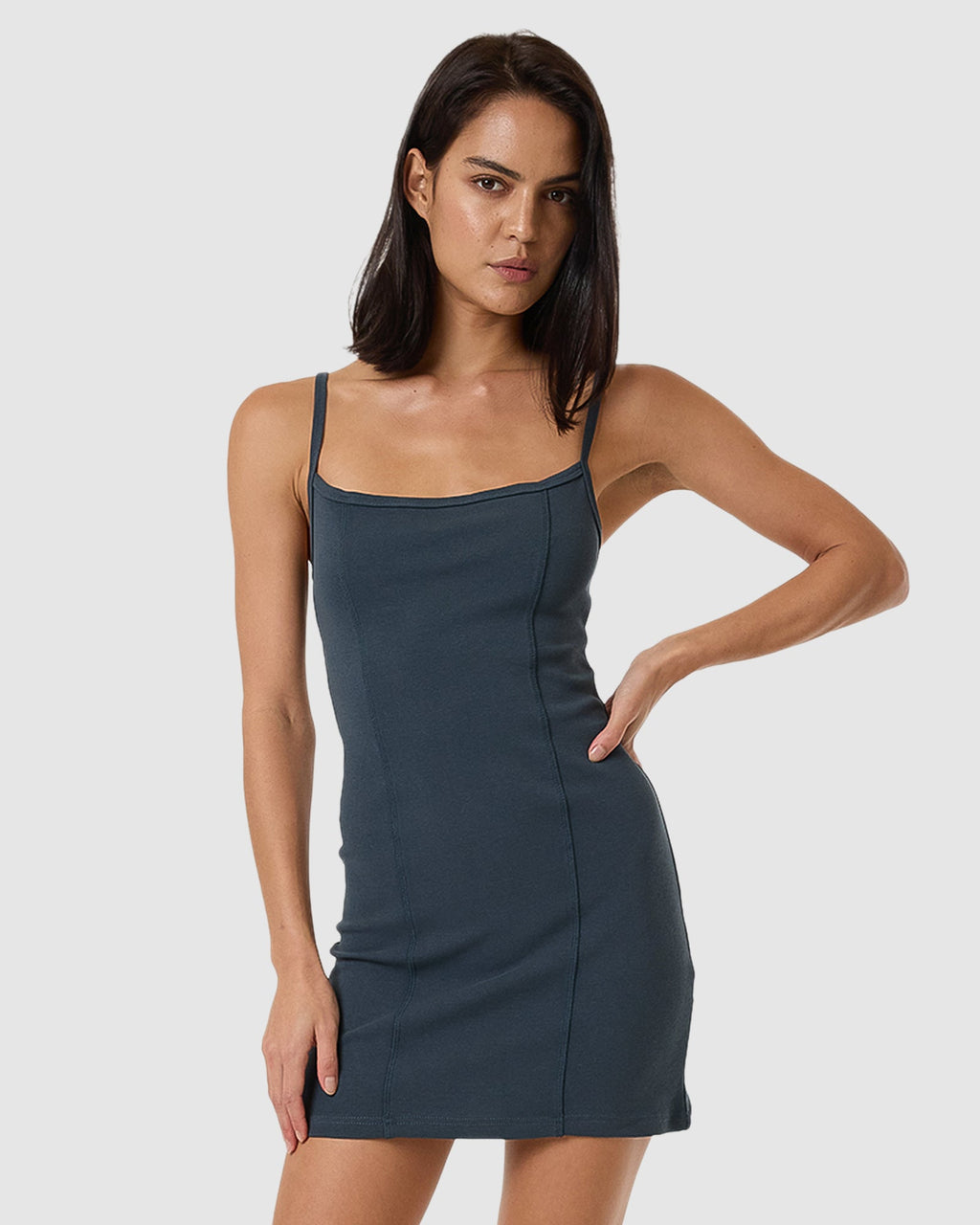WOMENS RIB SEAM MINI DRESS