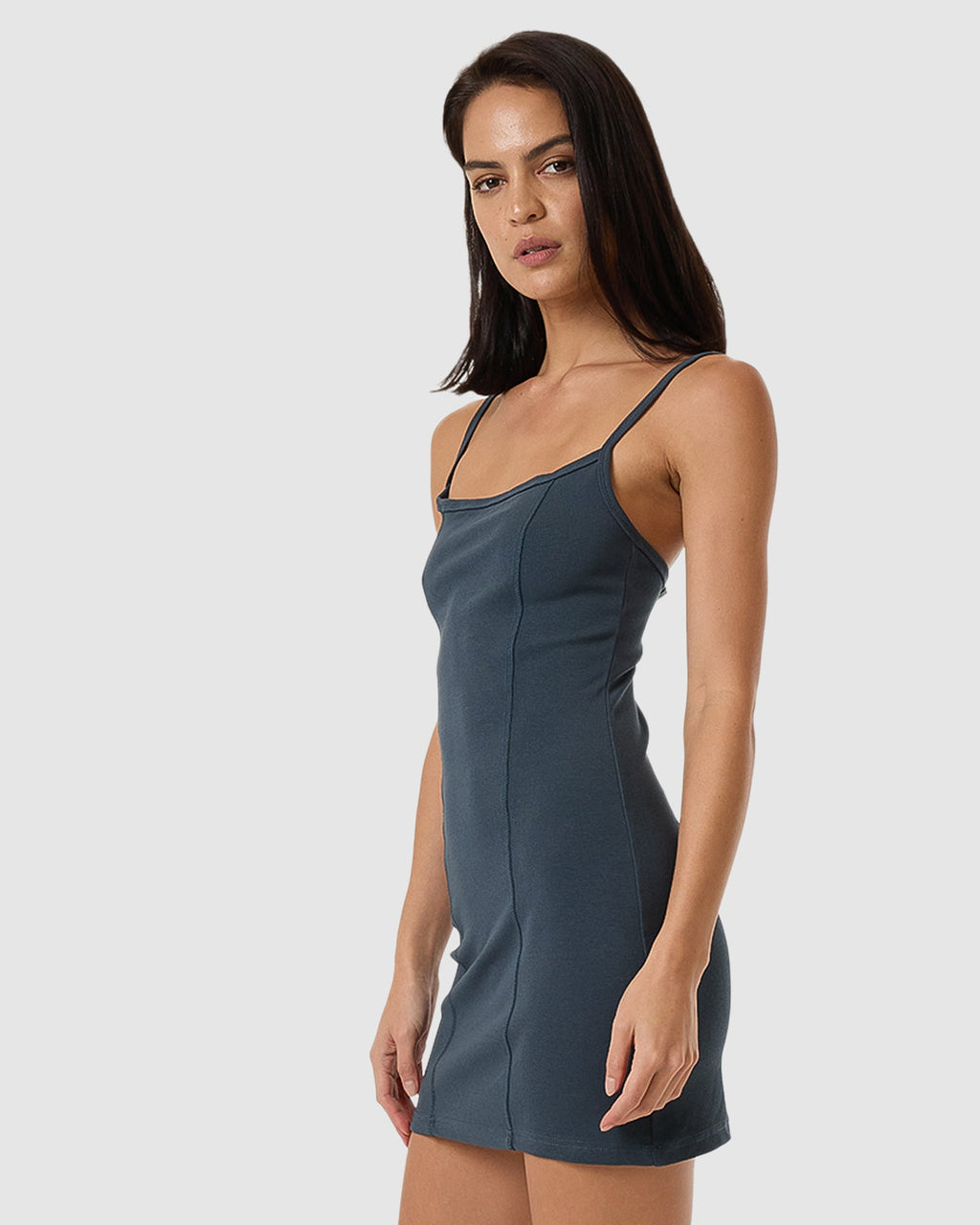 WOMENS RIB SEAM MINI DRESS