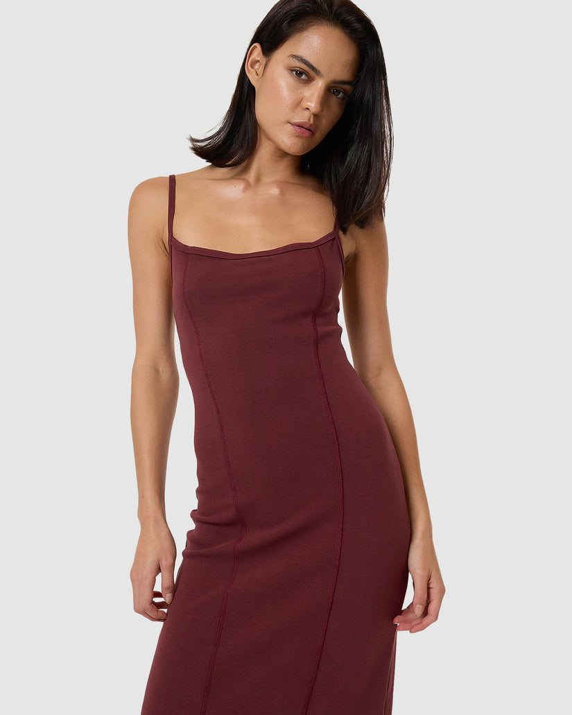 Womens Rib Seam Maxi Dress