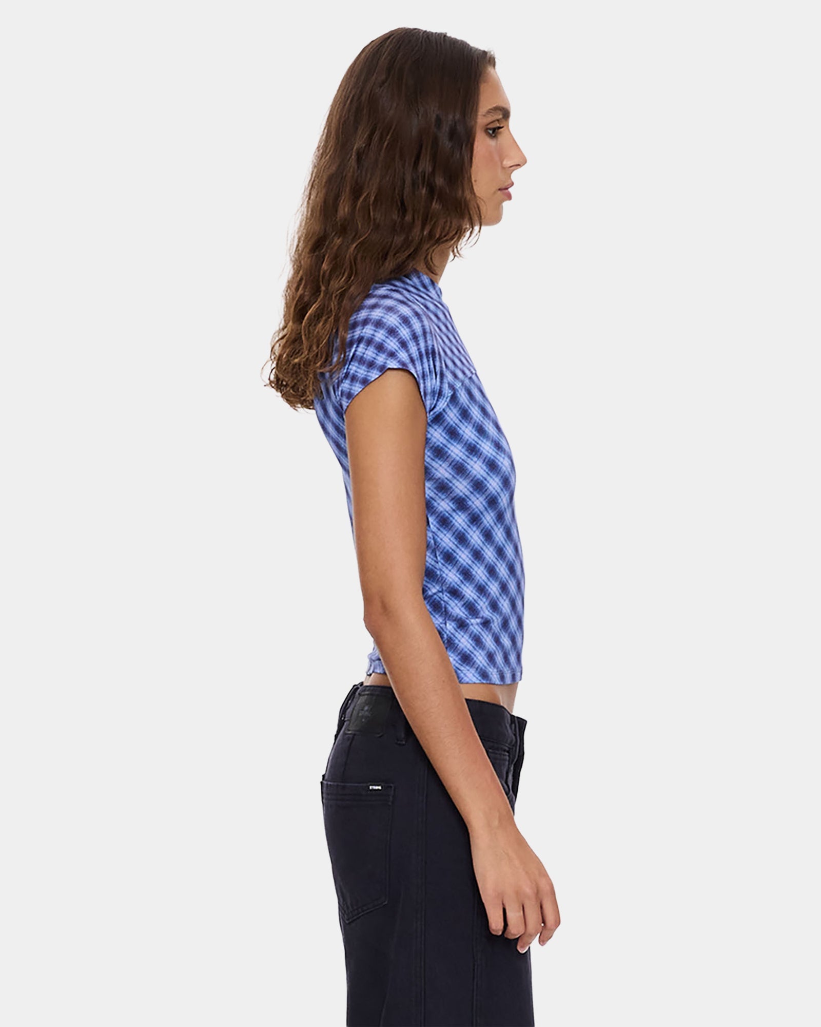 Womens High Speed Check Panelled Club T-Shirt