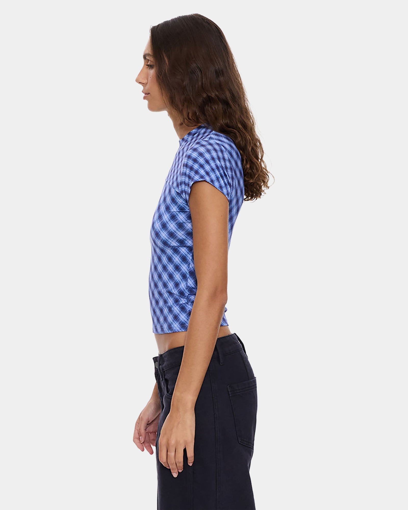 Womens High Speed Check Panelled Club T-Shirt
