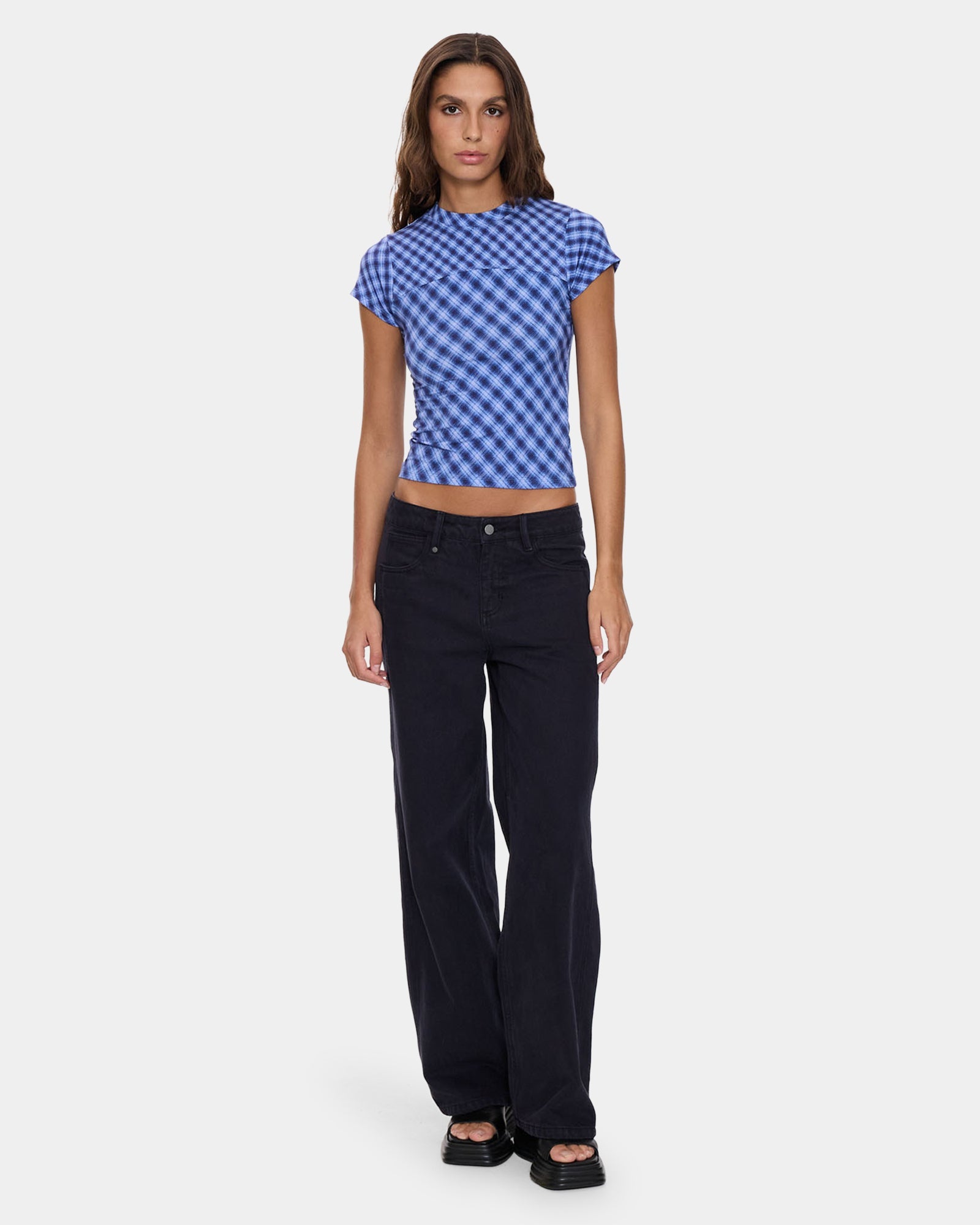 Womens High Speed Check Panelled Club T-Shirt