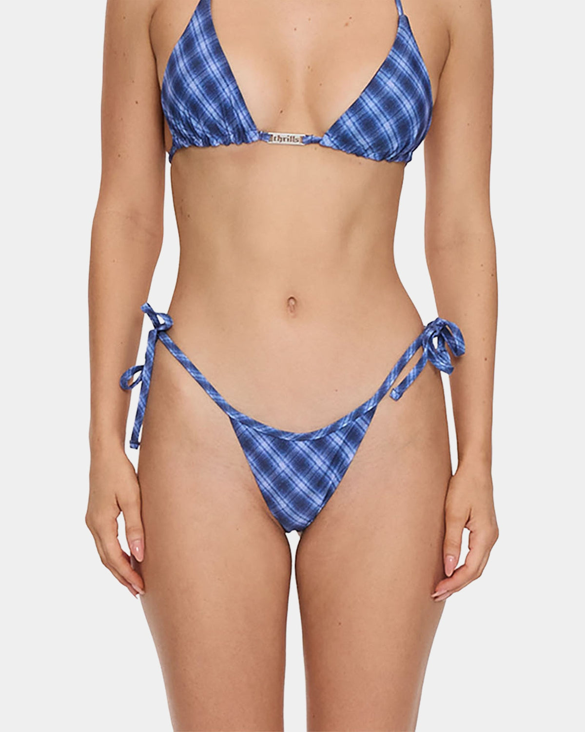 Womens High Speed Check String Bikini Bottom