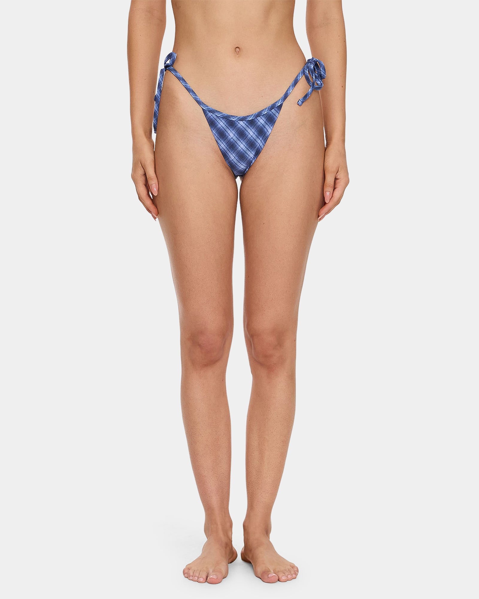 Womens High Speed Check String Bikini Bottom