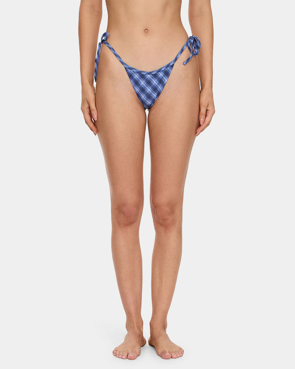 Womens High Speed Check String Bikini Bottom