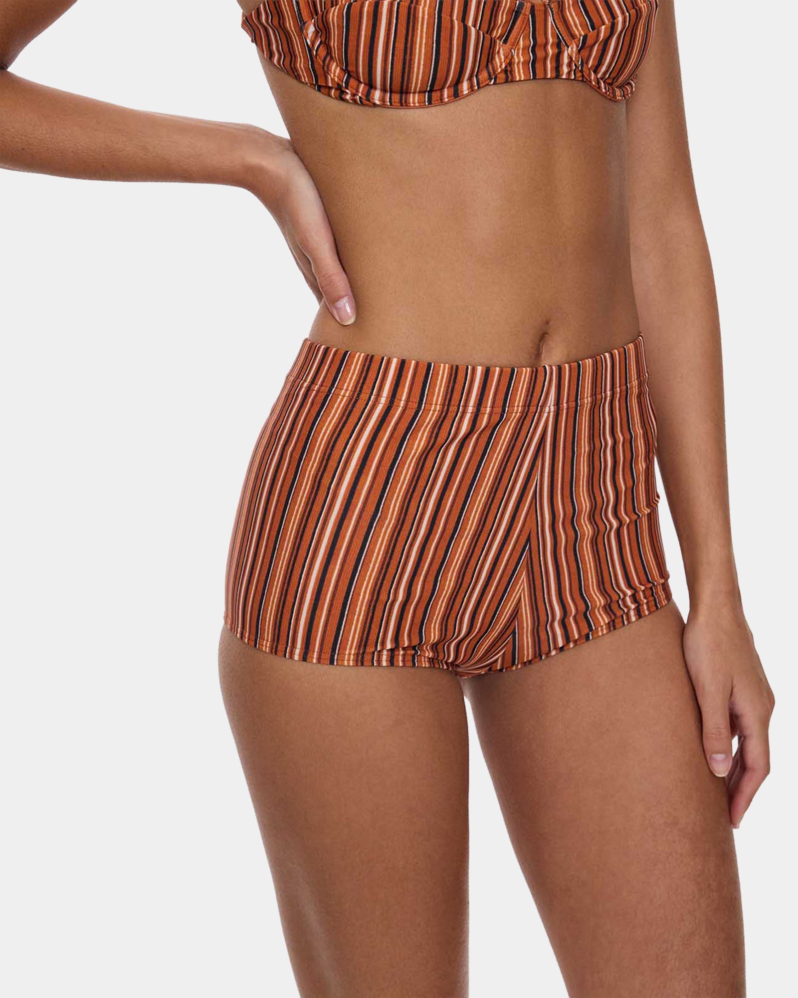 Womens After Sun Stripe Boy Leg Bikini Bottom