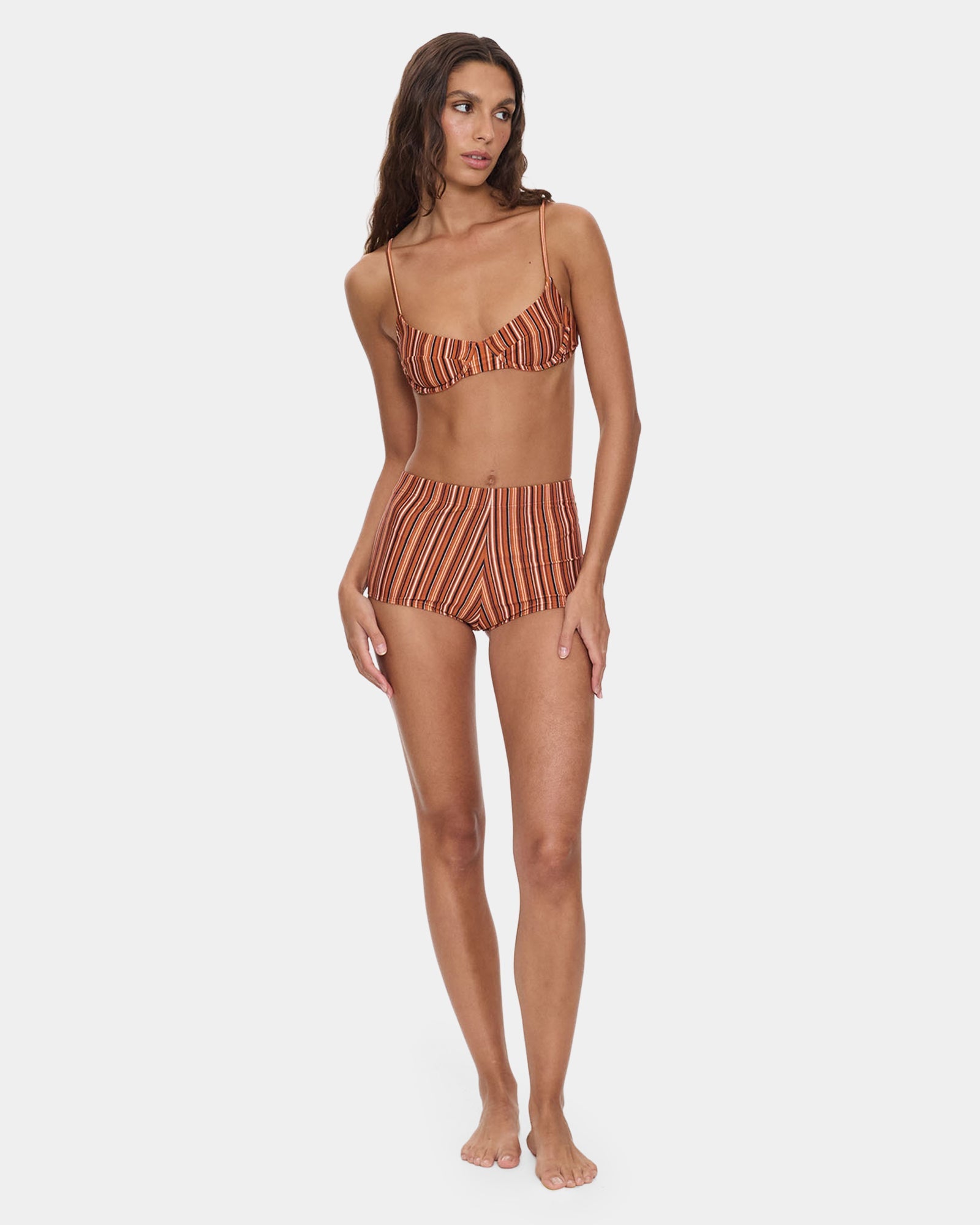 Womens After Sun Stripe Boy Leg Bikini Bottom