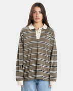 WOMENS LOGAN STRIPED RUGBY POLO SHIRT