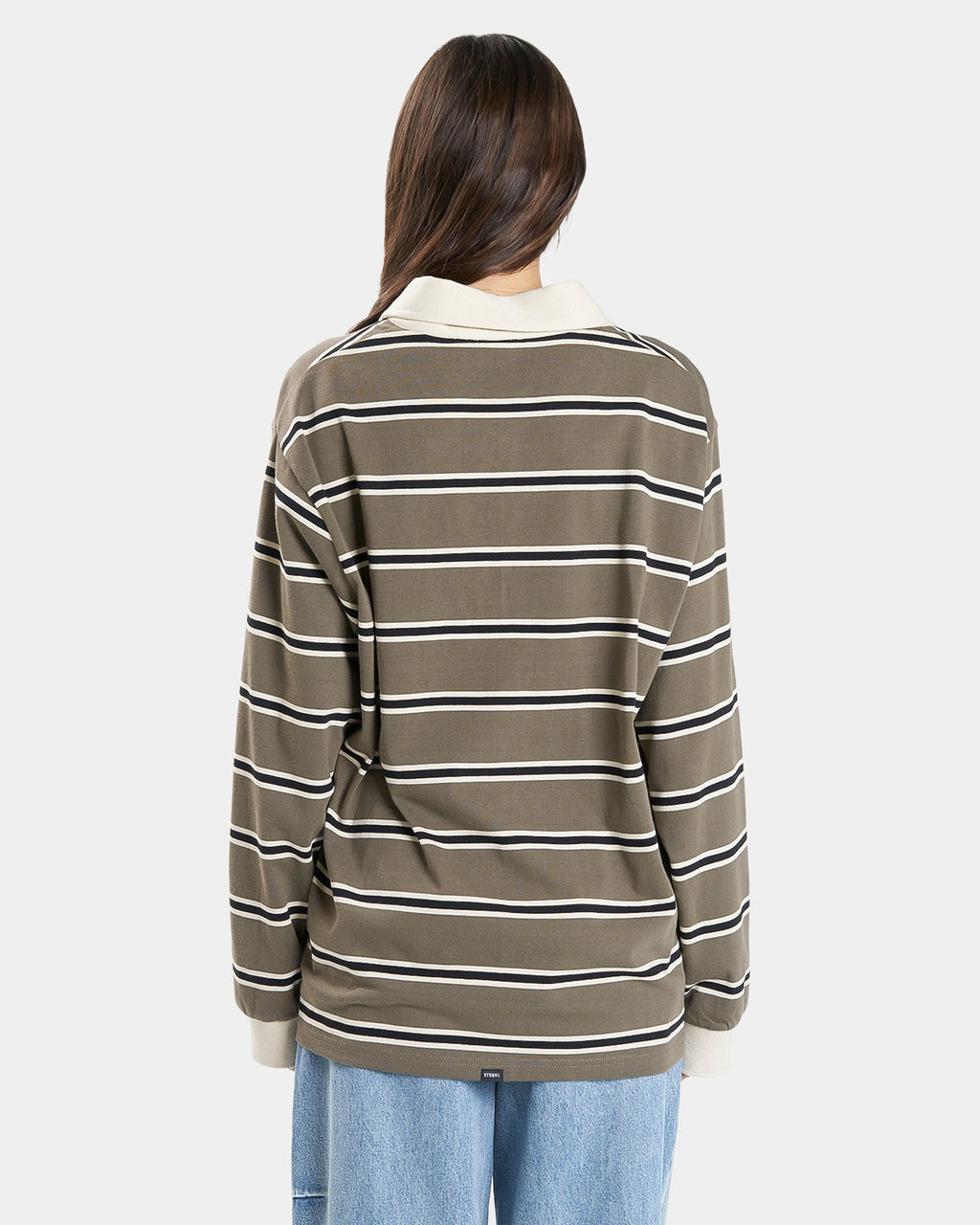 WOMENS LOGAN STRIPED RUGBY POLO SHIRT
