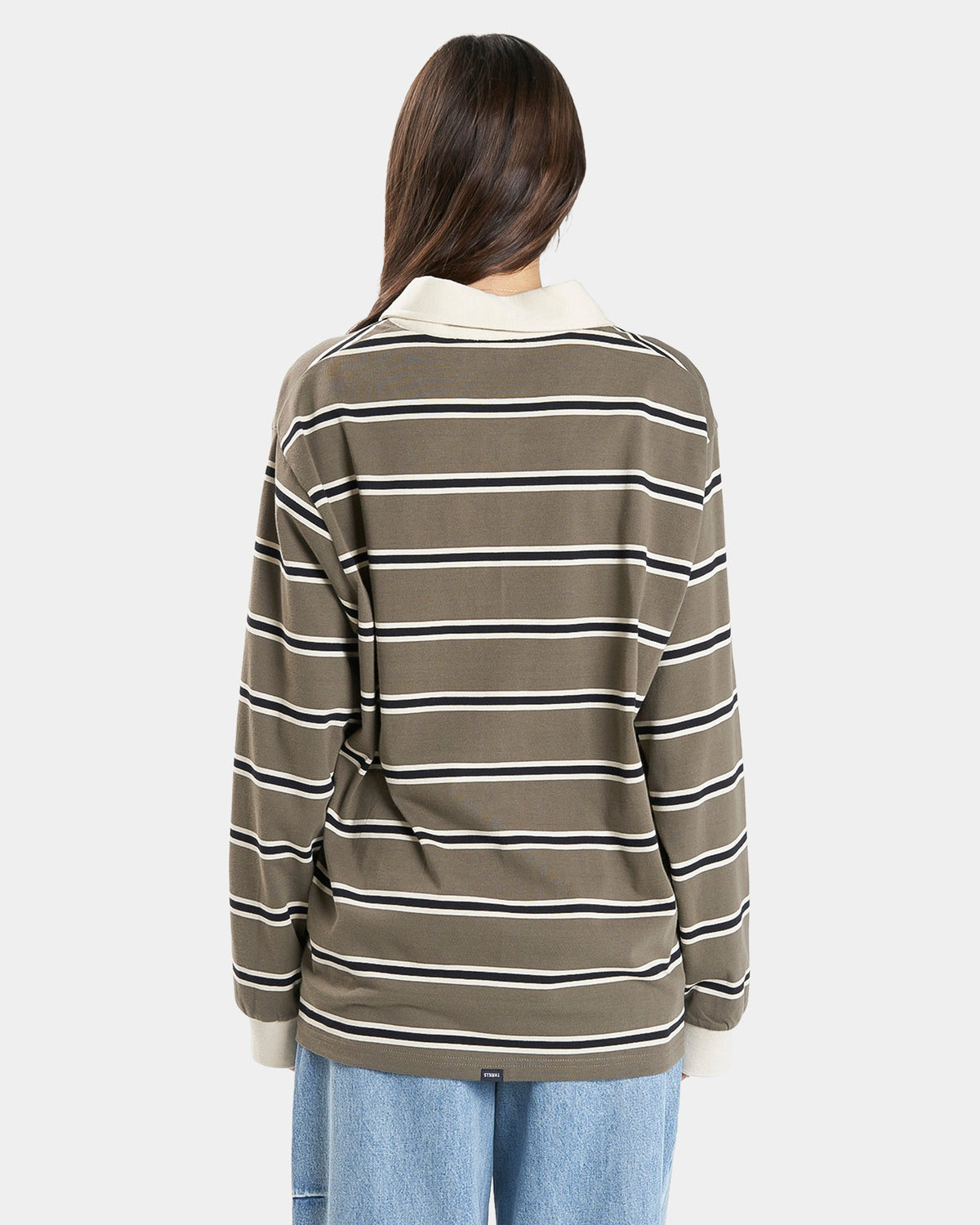 WOMENS LOGAN STRIPED RUGBY POLO SHIRT
