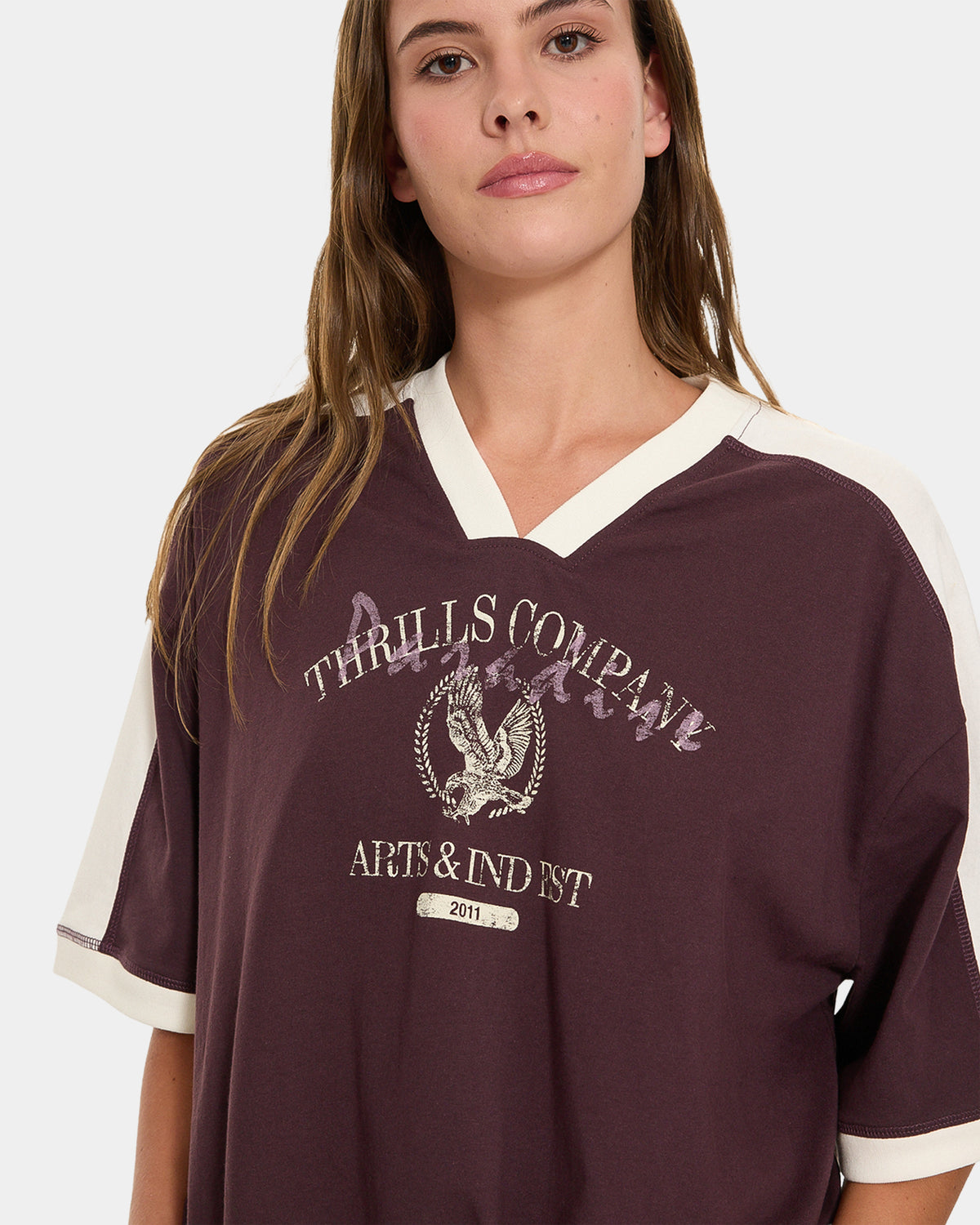 HERITAGE TRACK V NECK OVERSIZED TEE 13A