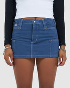 WOMENS PATCHES RIVET MINI SKIRT