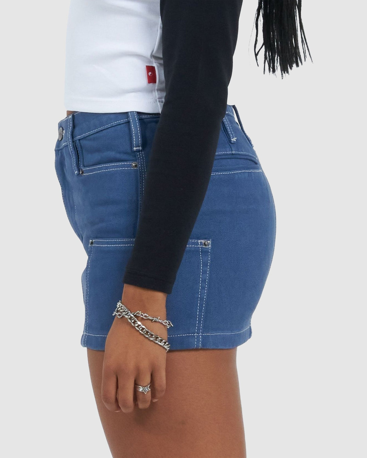 WOMENS PATCHES RIVET MINI SKIRT