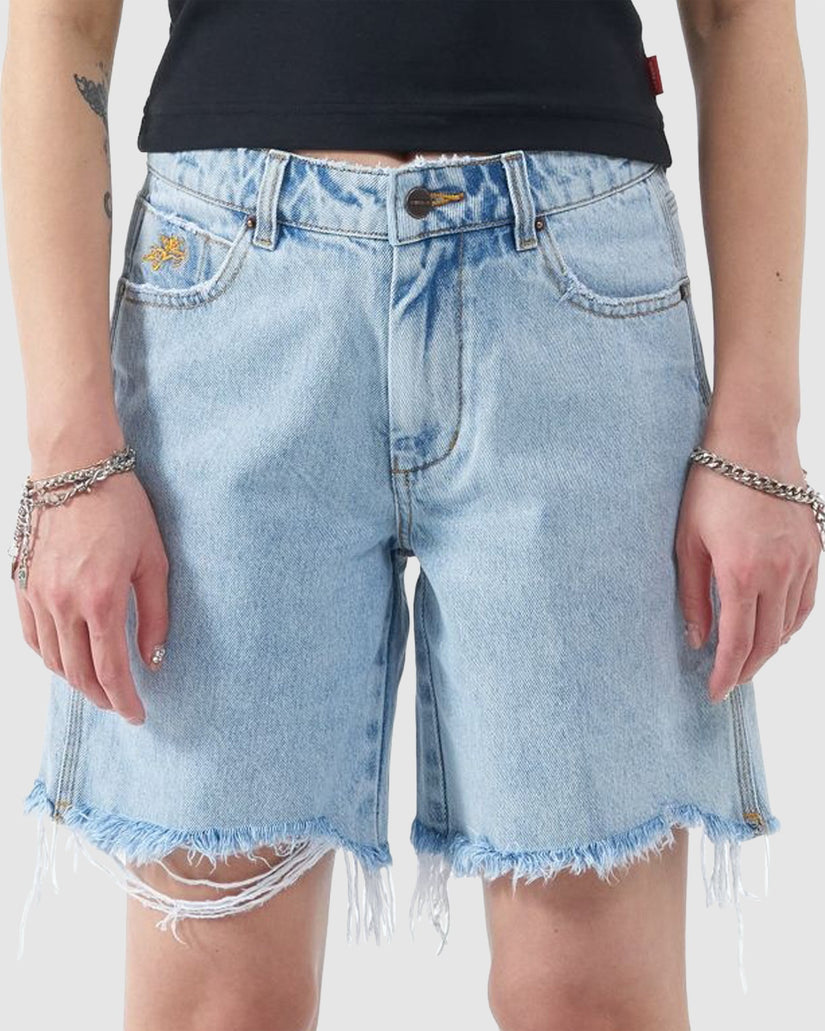 WOMENS DAMAGE STUBBY SHORTS