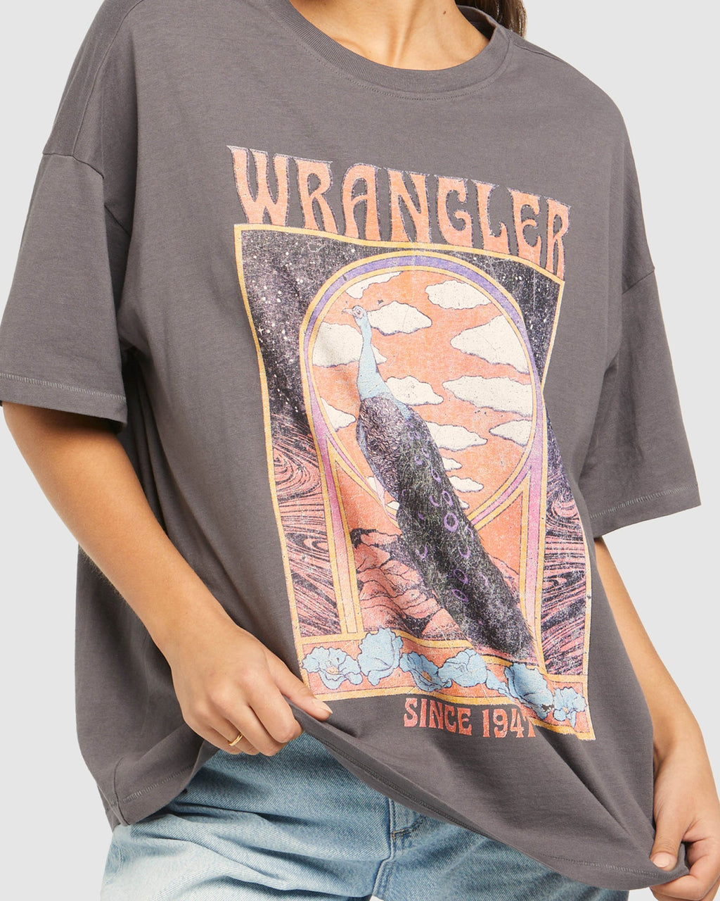 Women Box Slouch Peacock Oasis T-Shirt