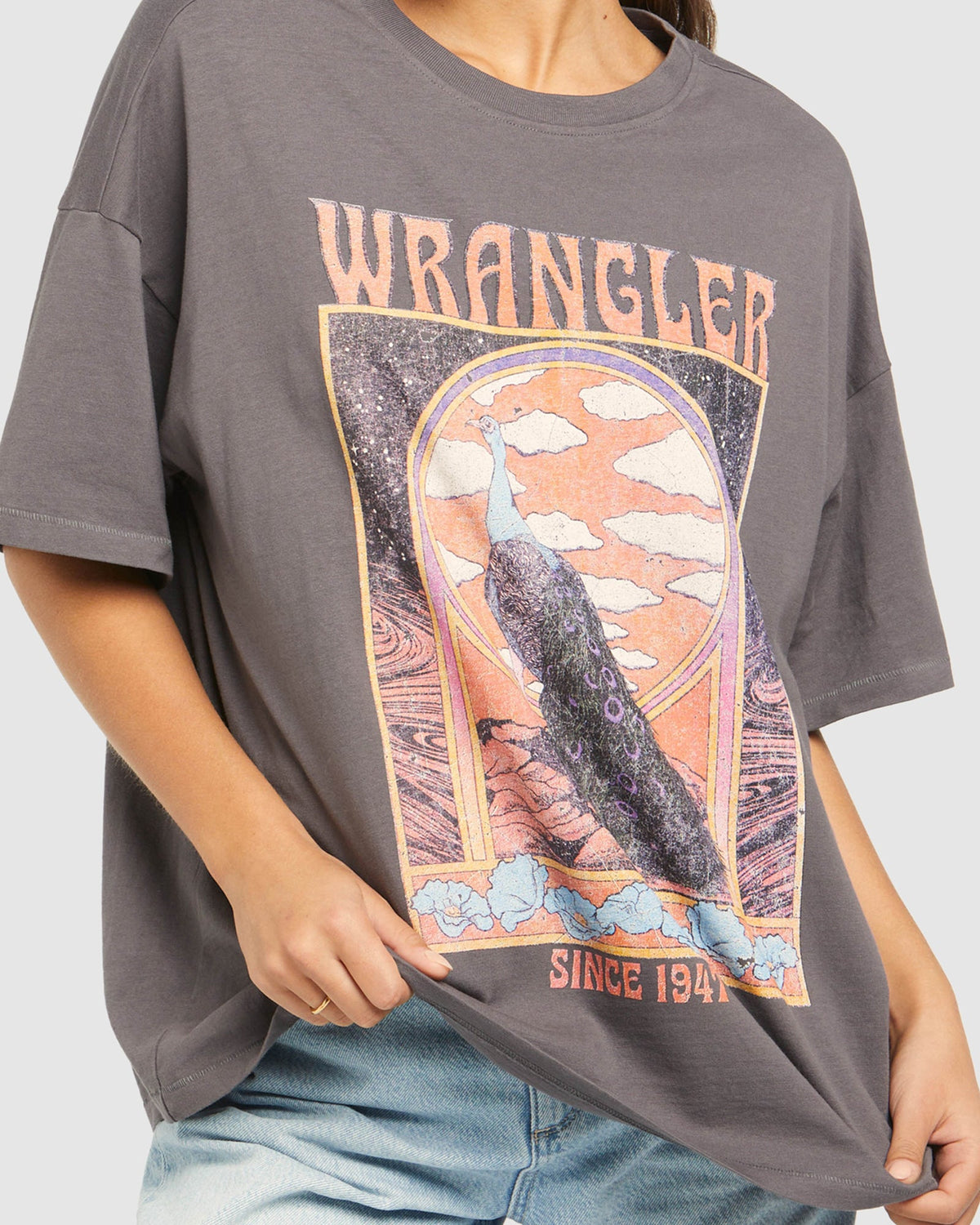 Women Box Slouch Peacock Oasis T-Shirt