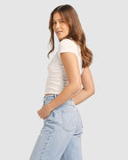 WOMENS STAPLE RIB VINTAGE WHITE T-SHIRT