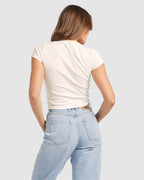 WOMENS STAPLE RIB VINTAGE WHITE T-SHIRT