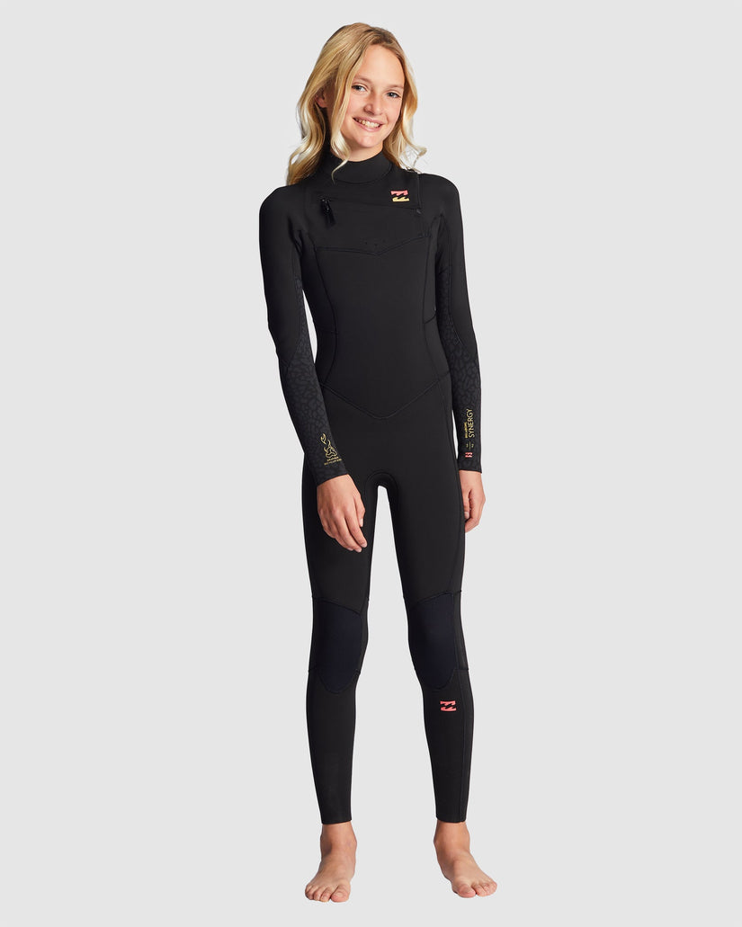 Girls 4-14 4/3mm Synergy Chest Zip Wetsuit