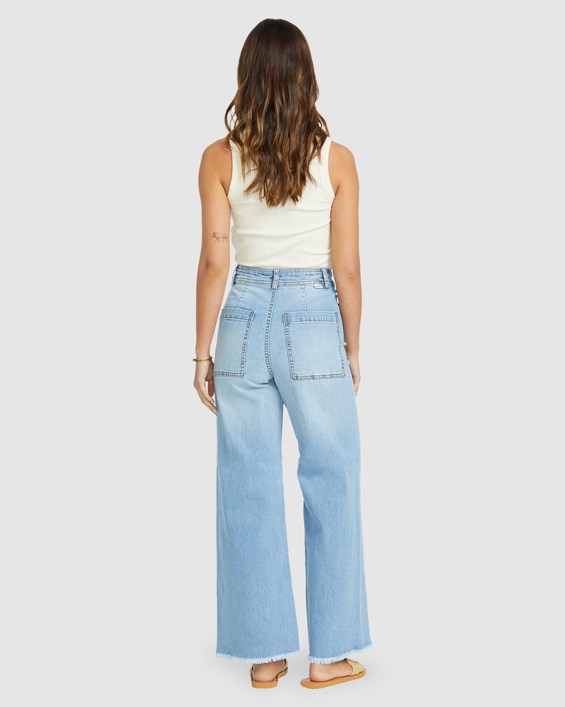 Womens Free Fall Indigo Denim Jeans