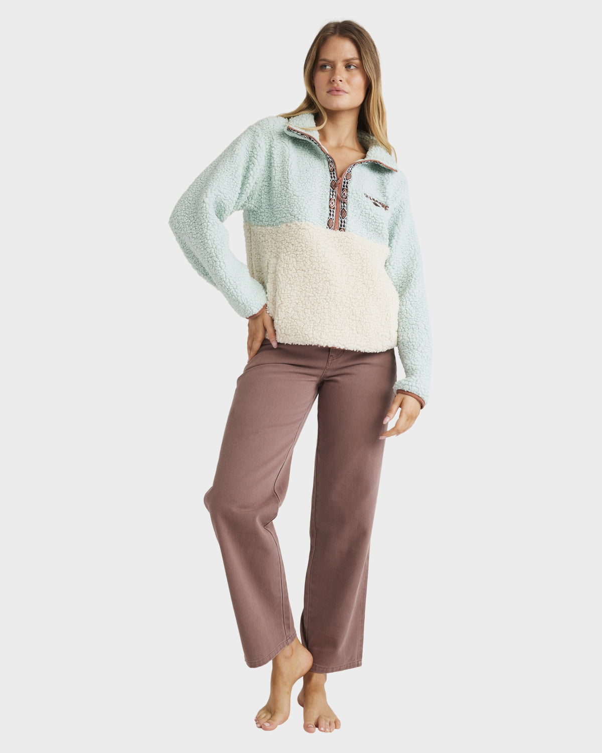 Womens Horizon Colorblock Half Zip Fleece Jumper