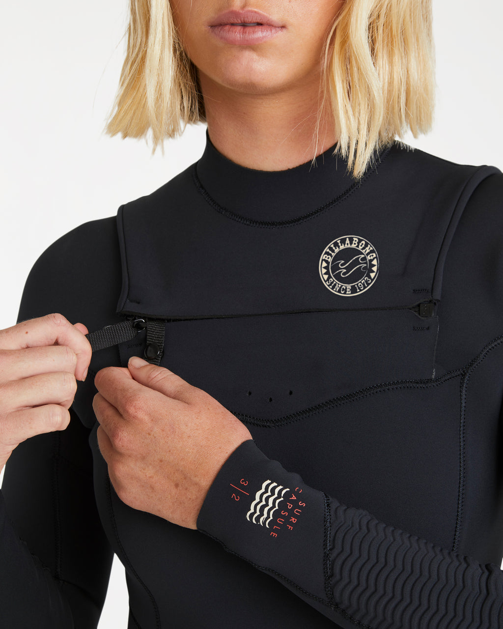 Womens 3/2mm Salty Dayz Natural Chest Zip Steamer Wetsuit
